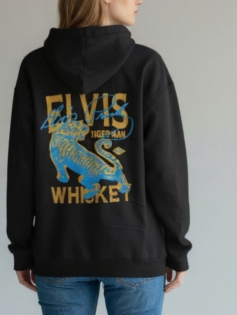 NWOT Elvis Whiskey Black Graphic Unisex Hoodie - Men's Casual Pullover Size XL